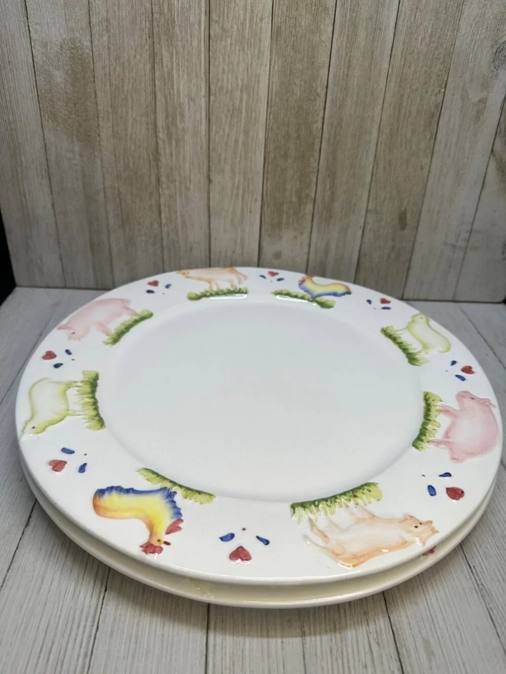 Vtg Stefani Farmhouse Animals Pig Rooster Cow 12.5